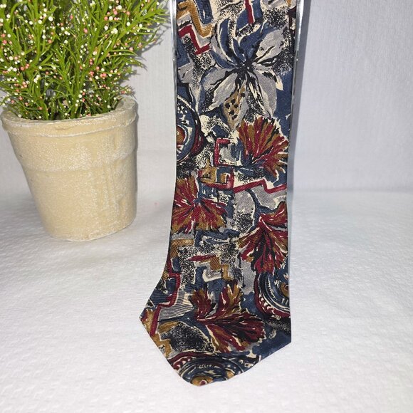 HARVE BENARD PURE SILK ABSTRACT FLORAL MENS TIE EXCELLENT CONDTION - Picture 1 of 4